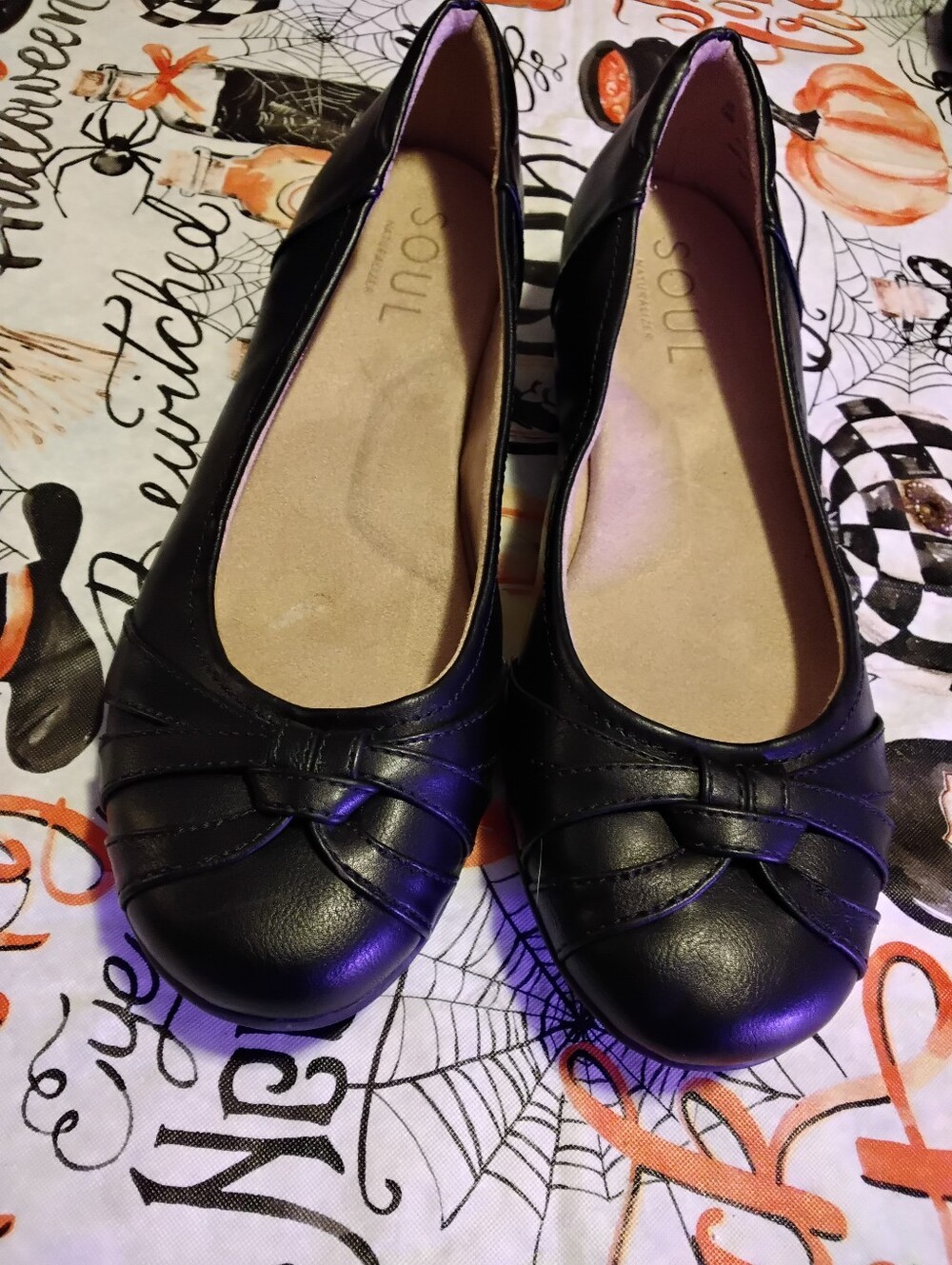 Naturalizer SOUL Women's size 10 Black vegan leather Ballet Flats shoes